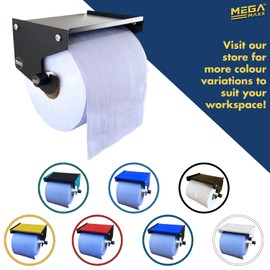 MegaMaxx MegaMaxx Blue Roll Dispenser Wall Mounted - Blue Roll Holder With Storage Shelf - Industrial Paper Towel Dispenser And Holder - Ideal For Office, Home, Warehouse, Workshop, Factory