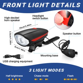 VIHOSE 8 Sets Ultra Bright LED Bike Light Set USB Rechargeable Bicycle Light for Night Riding 3 Light Modes Headlight for Bike Back Taillight for Men Women Bike Accessories Road Mountain