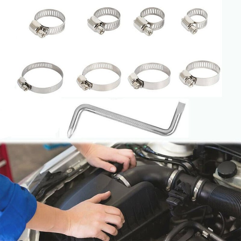 91pcs Hose Clamp Set with Z Wrench, Stainless Steel Adjustable