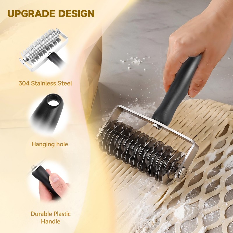 Pastry Lattice Roller Cutter - Stainless Steel Professional Dough Lattice