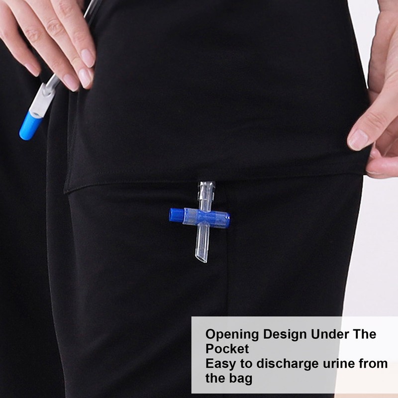 Catheter Leg Bag Pants 2 Large Pockets Cotton Comfortable Urine