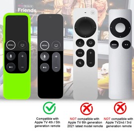 Case Compatible with Apple TV 4K/ 4th Gen Remote Light Weight Anti-Slip Shock Proof Silicone Cover for Controller for Apple TV Siri Remote Glow in The Dark Green