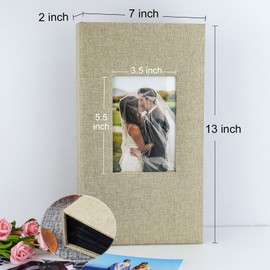 Vienrose 6x4 Photo Album Slip in for 300 Photos, Linen Cover with Black Pages, Large Capacity Picture Album for Wedding Photos, Family Memories & Anniversary Keepsakes, Acid-Free Photo Book，White