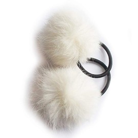 HAND ® Ein Paar schöne Pom Pom-Haar-Bänder, dekorative Poms w/Band - 2 "pom pom (Off White)