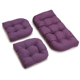 Blazing Needles Twill Settee Group Cushions, Grape, Set of 3