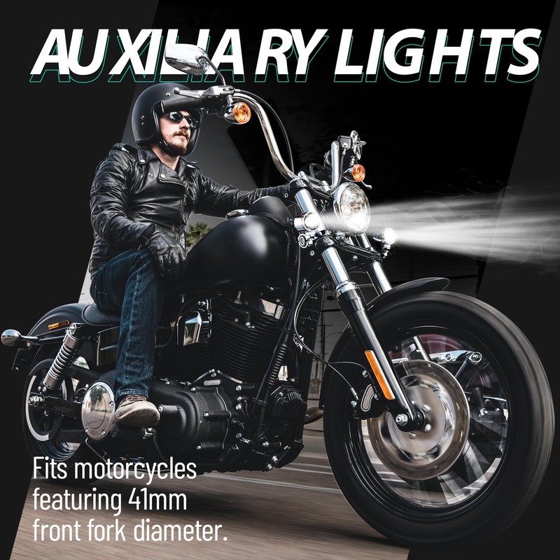 MoKitDora Harley Motorcycle Auxiliary Light Kit Driving Spotlights Fog Light