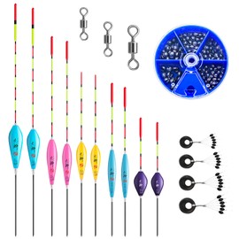 BEELUKY Floats Fishing Set 10 Pieces Float Fishing Floats Set with 100 Lead Shot Fishing 3 Eight Tension Rings and 4 Fishing Bobber Stopper Fishing Floats Set for Coarse Fish Float and Trout