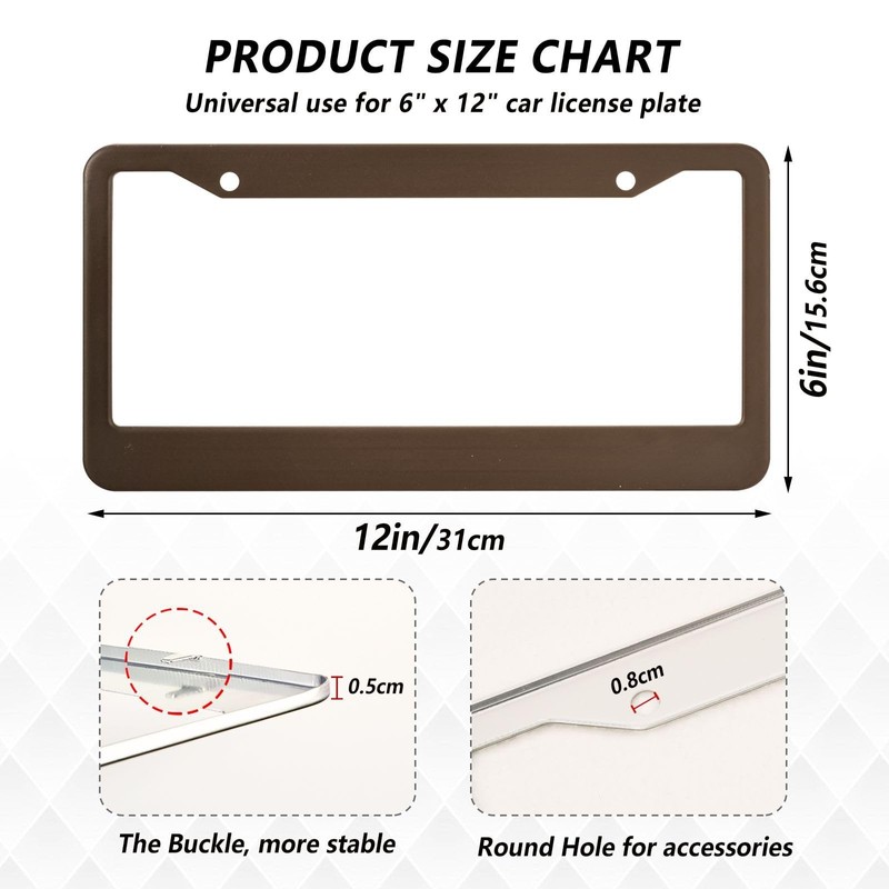 Msyxl 2PCS License Plate Frame Brown Blurred Rust-Proof Aluminum License