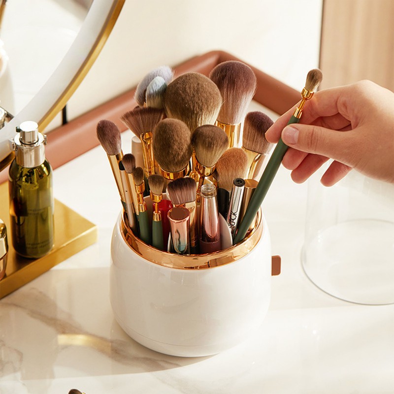 Makeup Brush Holder Multifunctional Brush Organizer Home Rotating Dustproof Cosmetic