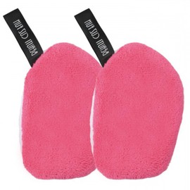 Pack of 2 Washable Make-Up Pads, 11.5 cm Facial Cleansing Pads, Make Up Remover Pads, Reusable Facial Cleansing Puff for All Skin Types, Pink