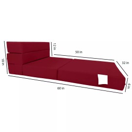 Danfuton Lounger Folding Foam Mattresses, Portable Sleepover Bed, 6 x 32 x 80, Red