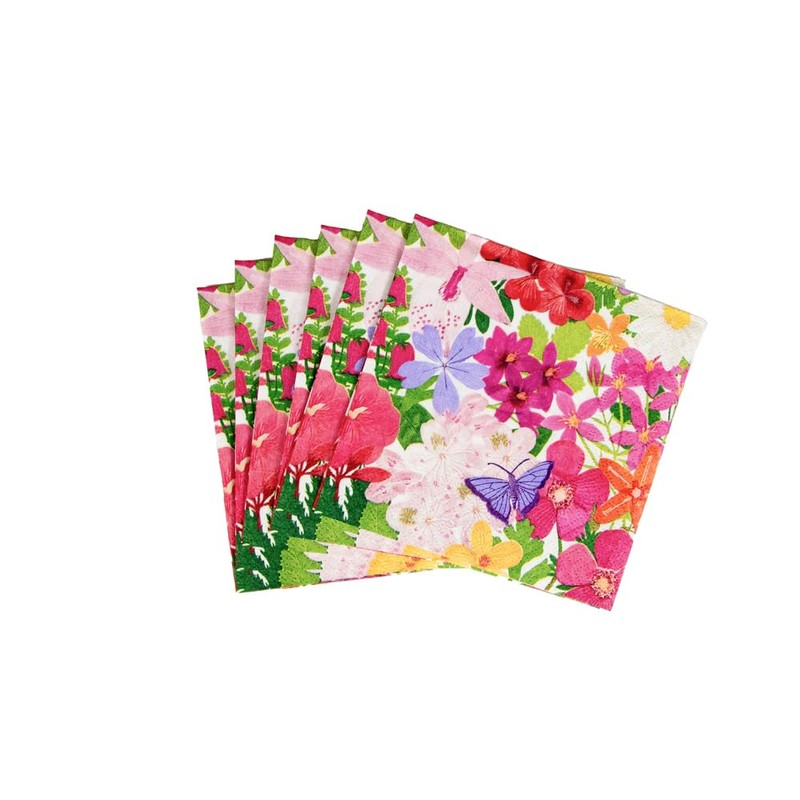 Caspari Halsted Floral Paper Cocktail Napkins, 20 Per Package