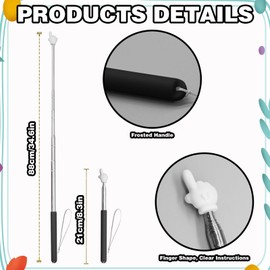 3 Pieces Teacher Pointer Finger, Telescopic Pointer Rod, Hand Hand with Lanyards, Extendable Pointer, Teacher Pointer for Classroom, Primary School Teacher, Classroom Supplies (Black, Pink, Blue)