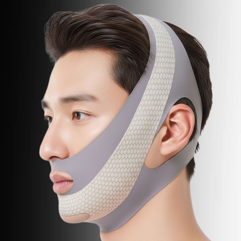 펀픽 남성용 턱 선 브이라인 얼굴 리프팅밴드, 그레이, 1개 Funpic