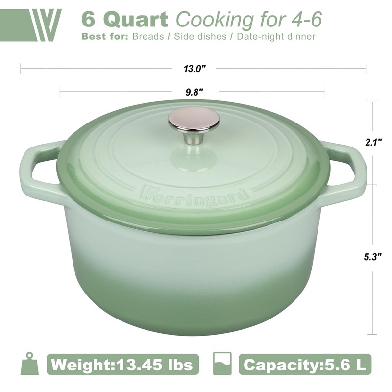 VORRINGARD Enameled Cast Iron Dutch Oven Pot with Lid, for