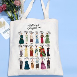 VAMSII Literature Gift for Book Lover Women of Literature Tote BagBook Themed Gifts for Readers Librarians Gifts (WomenLiteratureTote)