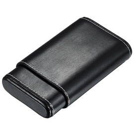 Visol Arnoldo Leather Crushproof Travel Cigar Case with Interior Cedar Lining (Black)