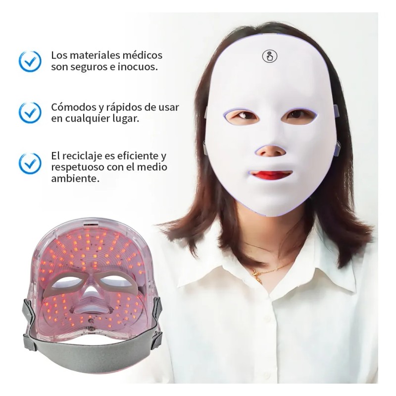 Fnbrli Máscara Led Facial De 7 Cromoterapia Elimina Acne/arrugas
