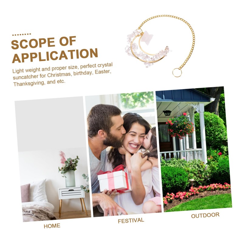KONTONTY Unique Crystal Window Moon Pendant Decorative Hanging for Living