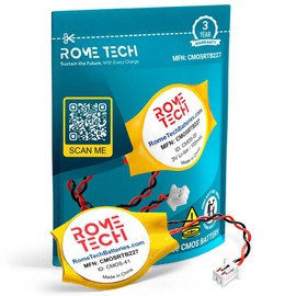 Rome Tech CMOS BIOS Battery for Dell Latitude E5250, E5430, E5440, E5450, E5470 - Laptop Backup 3V RTC CR2032 with 2 Wire Cable (1-Pack)