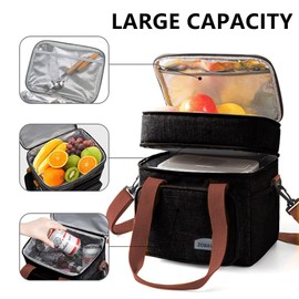 ZOBAYOP Inslulated Lunch Bag Box for Adults Men Women Resuable Large for Working Camping Travel Picnic Black