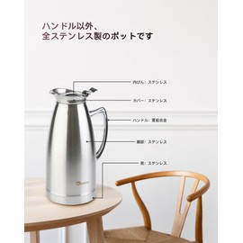 Diobao Stainless Steel Water Pot, 0.75 L (0.75 L), Commercial Use, Household Jug, Bar Pot, Table Pot, Service Pot, Container, Cold Water, Water Pitcher, Pitcher, Jug, Stylish, Simple