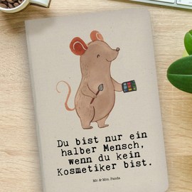 Mr. & Mrs. Panda DIN A4 Baumwoll Notizbuch Kosmetiker Herz - Geschenk, Wellnessgeschenk, Kosmetikstudio, Jubiläum, Mitarbeiter, Schreibbuch,