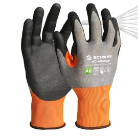 Schwer AIR-SKIN PRO Cut Resistant Work Gloves AR5926, 21-Gauge ANSI A6 Seamless Knit Safety Working Glove with Grip for Refined Task,3D-Comfortable Fit＆Breathable, Touch-screen, Non PFAS, 1 Pair, S