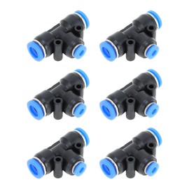 VekAuto Push to Connect Air Fittings 5/16"x5/32"x5/16" t Type Reducing Air Line Quick Connector Plastic 6 Pcs Blue Black
