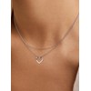 Suplight Women's Open Heart Necklace, 925 Silver, Cute, Simple, Sterling