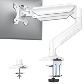 HUANUO Single Monitor Mount for 13″–32″ Screens up to 22 lbs, Height Adjustable Monitor Arm, Home Office Monitor Stand Full Motion with C-Clamp & Grommet Base, VESA 75x75 or 100x100mm