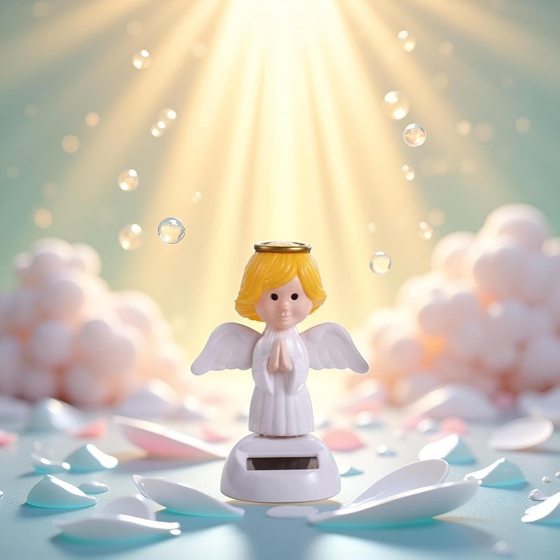 Yellow Solar Powered Bobble Head Toy - Cute Solar Angel