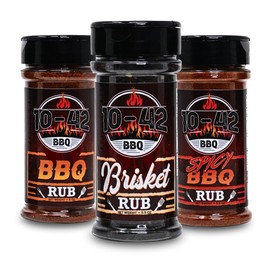 10-42 BBQ Rub Variety Pack Gift Set (No MSG)| 3 Flavors: BBQ, Spicy, and Brisket | Meat Seasoning Dry Rub Spice for Smoking & Grilling | For Beef, Steak, Chicken, Turkey & Pork Ribs | Grilling Gifts for Men