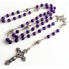 elegantmedical HANDMADE AMETHYST ROSE BEADS 5 DECADE ROSARY ITALY CROSS