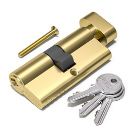 Bwintech 95mm(45/50T) Brass Euro Cylinder Lock,Door Barrel Lock,Thumbturn Knob with 3 Standard Keys,Anti-Pick,Anti-Bump,Anti Drill,High Security for UPVC,Wooden,Composite Doors