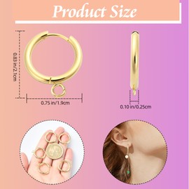 BEEFLYING 10pcs 201 Stainless Steel Huggie Earring Hoops 18 Gauge Real 24K Gold Plated Earring Hooks for DIY Earring Jewelry Making(B)