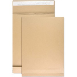 Netuno 20 x Brown Folding Envelopes DIN B4 250 x 353 mm 130 g Capacity Mailing Bags Peel and Seal without Window Pleated Envelopes B4 with Bottom Folded Letter Envelopes with Pleats Envelope Pockets