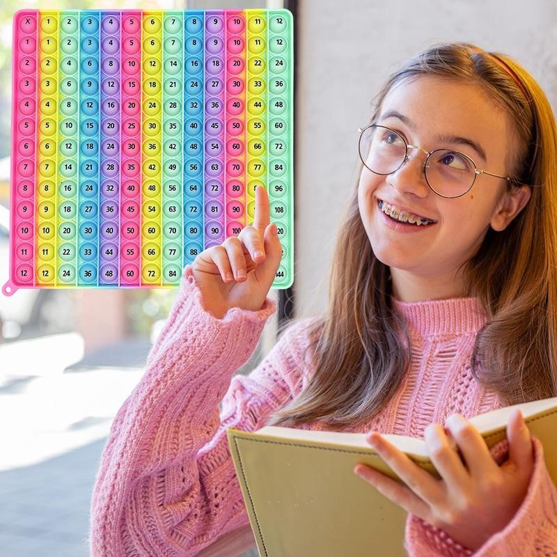 Multiplication Addition Practice Math Pop Fidget Board Game, Push Bubbles