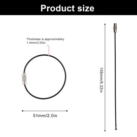 HSUYUN Key Ring Wire Rope, Pack of 65 Key Rings, Stainless Steel, Multifunctional Key Rings, Stainless Steel Twist Lock Design, Can Be Used for Luggage Tags, Keys, Pendants