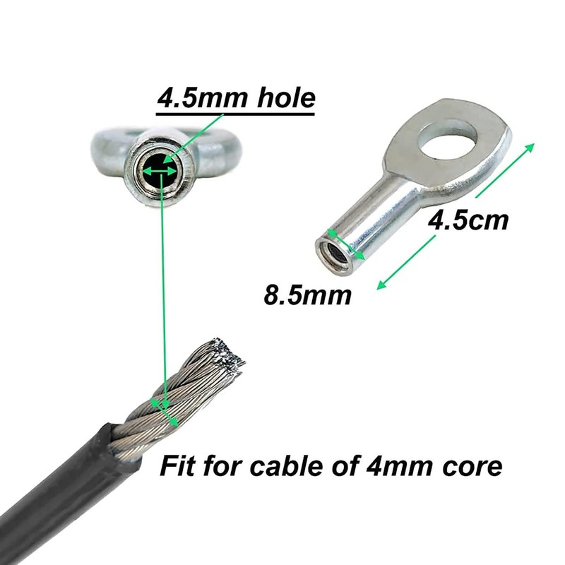 Profelinx Gym Cable Accessories, 10 Cable Eyelet Terminals for 4mm