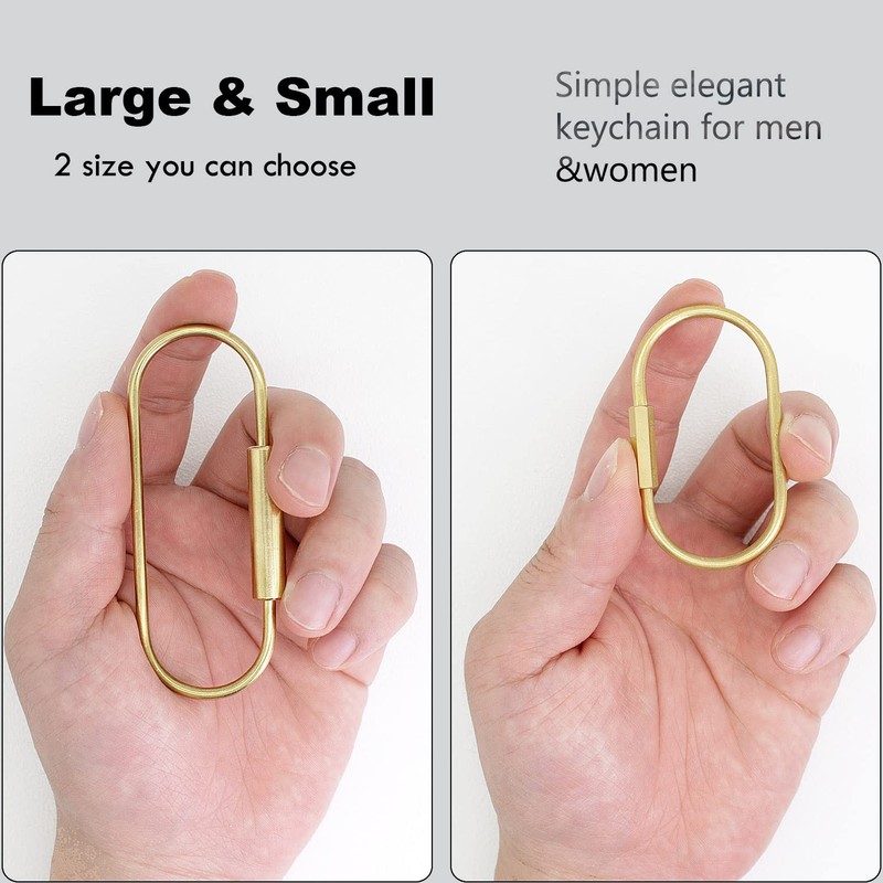 PPFISH Durable Brass Screw Lock Clip Key Chain Ring, Simple