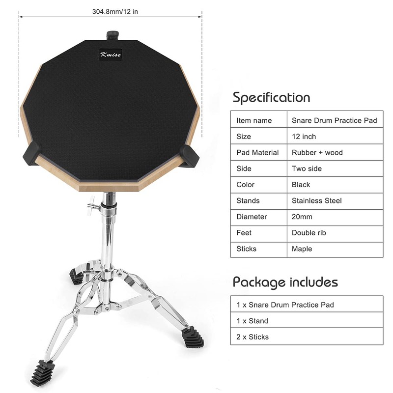 Horse Practice Drum Pad, 12 Inch Double Sided Exercise Drumming