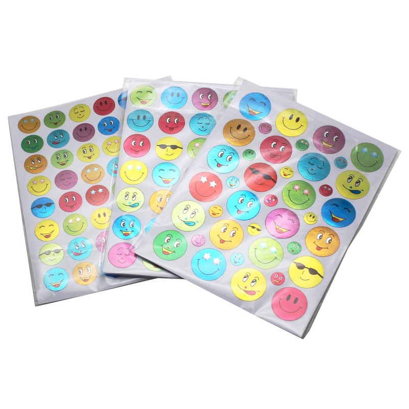 LJY Smiley Faces Stickers with 3 Different Designs, 30 Sheets