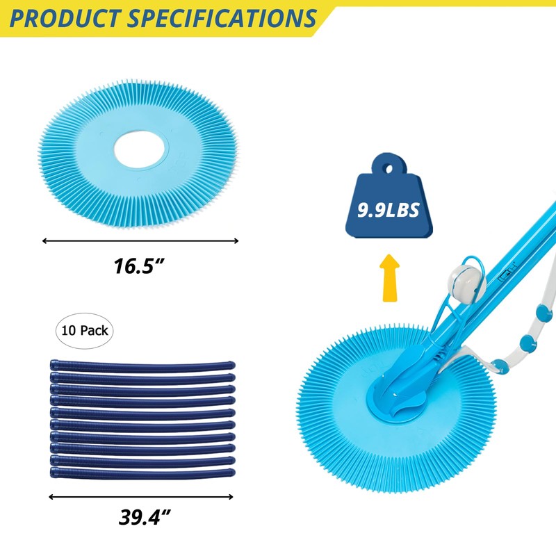 GODECOR Automatic Suction Pool Cleaner, Side Climbing Pool Cleaners with