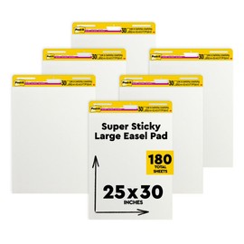 Post-it Rotafolios Superadhesivos para Caballete, 25 x 30 Pulgadas, 30 HojasRotafolio, 6 Rotafolios, Papel Premium Blanco Autoadhesivo de Alta...     