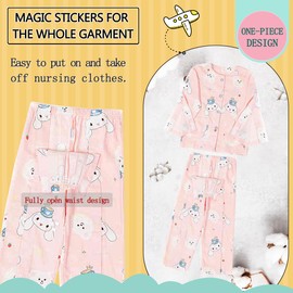 Siomlana Childrens Bedridden Patient Clothing,Care Clothes,Disability Set with Full Opening on Both Sides,Post-Fracture Nursing Aid Suitable for Boys and Girls(Pink Rabbit,140)