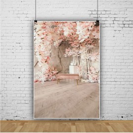 Qinunipoto Backdrop Light-colored Flower Interior 1x1.5m for Commemoration Photoshoot Photo Background Photo Studio Party Decoration Party Background Portrait Home Photoshoot Vinyl