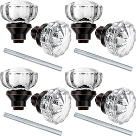 Amylove Glass Door Knobs Mortise Style Fluted Crystal Door Knobs Antique Door Knobs with Spindle Antique Doorknobs for Interior Doors(Bronze, 4 Set)