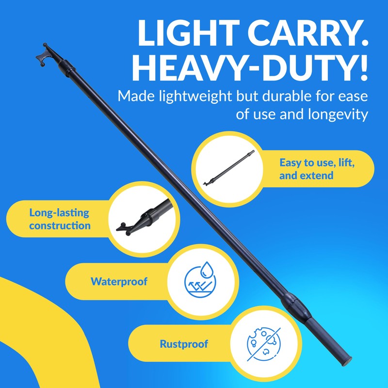 4.5' to 8' Extendable Boat Hook with Unique H-Shaped Dual