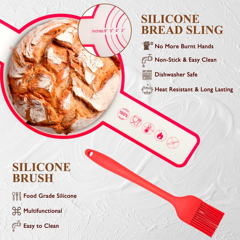 Complete Sourdough Starter Kit, Banneton Bread Proofing Basket with Glass